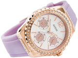 Guess Starlight Diamonds White Dial Purple Rubber Strap Watch for Women - W0846L6 Authentic Buy Shop Now