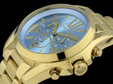 Michael Kors Bradshaw Chronograph Blue Dial Gold Steel Strap Watch For Women - MK5975 Authentic Buy Shop Now