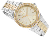 Michael Kors Lennox Three-Hand Gold Dial Two Tone Steel Strap Watch For Women - MK6988 Authentic Buy Shop Now