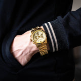 Michael Kors Runway Chronograph Gold Dial Gold Steel Strap Watch For Women - MK7323 Authentic Buy Shop Now