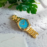 Michael Kors Lennox Analog Blue Dial Gold Steel Strap Watch for Women - MK7460 Authentic Buy Shop Now