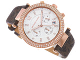 Michael Kors Parker Chronograph White Dial Brown Leather Strap Watch For Women - MK6917 Authentic Buy Shop Now
