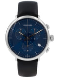 Calvin Klein High Noon Chronograph Blue Dial Black Leather Strap Watch for Men - K8M271CN Authentic Buy Shop Now