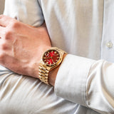 Citizen Tsuyosa Automatic Red Dial Gold Steel Strap Watch For Men - NJ0153-82X Authentic Buy Shop Now