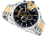 Diesel Mega Chief Chronograph Black Dial Two Tone Steel Strap Watch For Men - DZ4581 Authentic Buy Shop Now