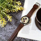 Fossil Sport Tourer Chronograph White Dial Brown Leather Strap Watch for Men - FS6042 Authentic Buy Shop Now