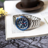 Fossil Sport Tourer Chronograph Blue Dial Silver Steel Strap Watch for Men - FS6047 Authentic Buy Shop Now