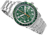 Fossil Sport Tourer Chronograph Green Dial Silver Steel Strap Watch for Men - FS6048 Authentic Buy Shop Now