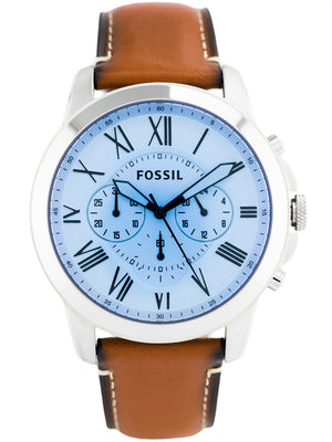 Fossil Grant Chronograph Blue Dial Brown Leather Strap Watch for Men - FS5184 Authentic Buy Shop Now