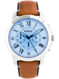 Fossil Grant Chronograph Blue Dial Brown Leather Strap Watch for Men - FS5184 Authentic Buy Shop Now