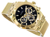 Guess Continental Chronograph Black Dial Gold Mesh Strap Watch For Men - GW0582G2 Authentic Buy Shop Now