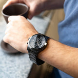 Guess Atlas Chronograph Black Dial Black Steel Strap Watch For Men - W0668G5 Authentic Buy Shop Now