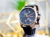 Hugo Boss Skymaster Chronograph Blue Dial Black Leather Strap Watch for Men - 1513783 Authentic Buy Shop Now