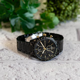 Michael Kors Warren Chronograph Black Dial Black Steel Strap Watch For Men - MK9113 Authentic Buy Shop Now