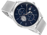 Tommy Hilfiger Weston Chronograph Blue Dial Silver Mesh Bracelet Watch For Men - 1710504 Authentic Buy Shop Now