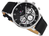 Tommy Hilfiger Legend Chronograph Black Dial Black Leather Strap Watch For Men - 1710565 Authentic Buy Shop Now