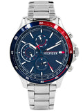 Tommy Hilfiger Bank Chronograph Blue Dial Silver Steel Strap Watch for Men - 1791718 Authentic Buy Shop Now