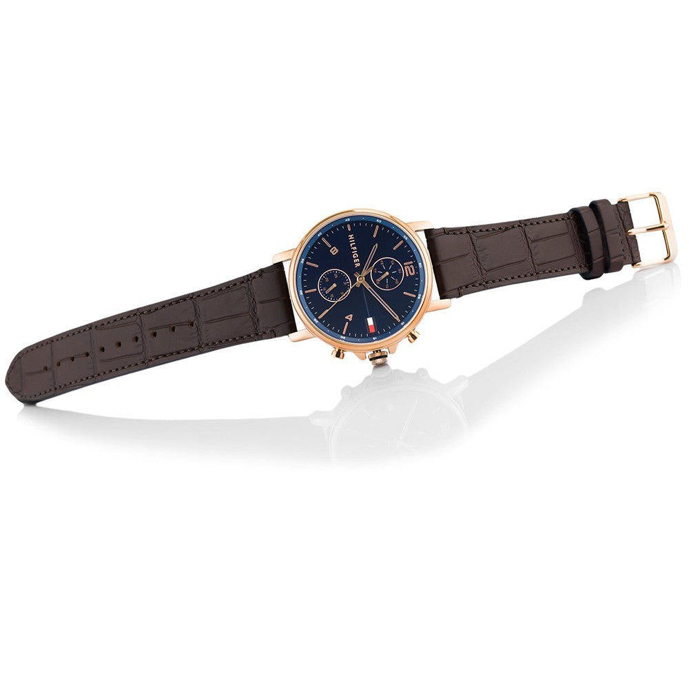Tommy Hilfiger Daniel Blue Dial Brown Leather Strap Watch for Men - 1710418 Authentic Buy Shop Now