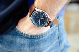 Tommy Hilfiger Parker Chronograph Blue Dial Brown Leather Strap Watch For Men - 1791837 Authentic Buy Shop Now