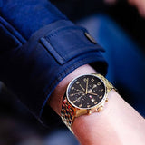 Tommy Hilfiger West Chronograph Quartz Black Dial Gold Steel Strap Watch For Men - 1791708 Authentic Buy Shop Now