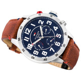 Tommy Hilfiger Trent Quartz Blue Dial Brown Leather Strap Watch for Men - 1791066 Authentic Buy Shop Now
