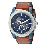 Fossil Machine Chronograph Blue Dial Brown Leather Strap Watch for Men - FS5232 Authentic Buy Shop Now