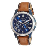Fossil Grant Chronograph Blue Dial Brown Leather Strap Watch for Men - FS5151 Authentic Buy Shop Now