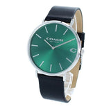 Coach Charles Green Dial Black Leather Strap Watch for Men - 14602436 Authentic Buy Shop Now