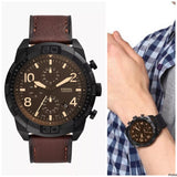 Fossil Bronson Chronograph Brown Dial Brown Leather Strap Watch for Men - FS5875 Authentic Buy Shop Now