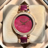 Michael Kors Parker Maroon Dial Two Tone Steel Strap Watch for Women - MK6412 Authentic Buy Shop Now