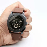 Fossil Machine Flight Chronograph Brown Dial Brown Leather Strap Watch for Men - FS4656 Authentic Buy Shop Now