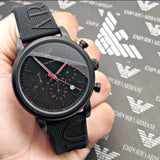 Emporio Armani Luigi Chronograph Black Dial Black Rubber Strap Watch For Men - AR11024 Authentic Buy Shop Now