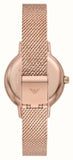 Emporio Armani Gianni T Bar Silver Dial Rose Gold Mesh Bracelet Watch For Women - AR1956 Authentic Buy Shop Now