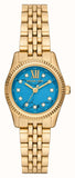 Michael Kors Lexington Three Hand Blue Dial Gold Steel Strap Watch for Women - MK4813 Authentic Buy Shop Now