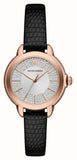 Emporio Armani Mia Three Hand Crystals Silver Dial Black Leather Strap Watch For Women - AR11631 Authentic Buy Shop Now