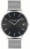 Coach Charles Black Dial Silver Mesh Bracelet Watch for Men - 14602144 Authentic Buy Shop Now