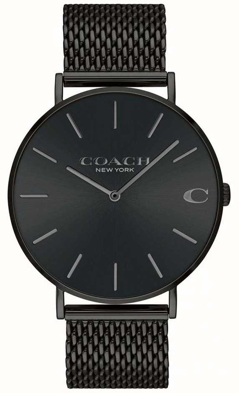 Coach Charles Black Dial Black Mesh Bracelet Watch for Men - 14602148 Authentic Buy Shop Now
