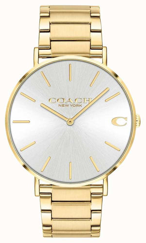 Coach Charles Silver Dial Gold Steel Strap Watch for Men - 14602430 Authentic Buy Shop Now