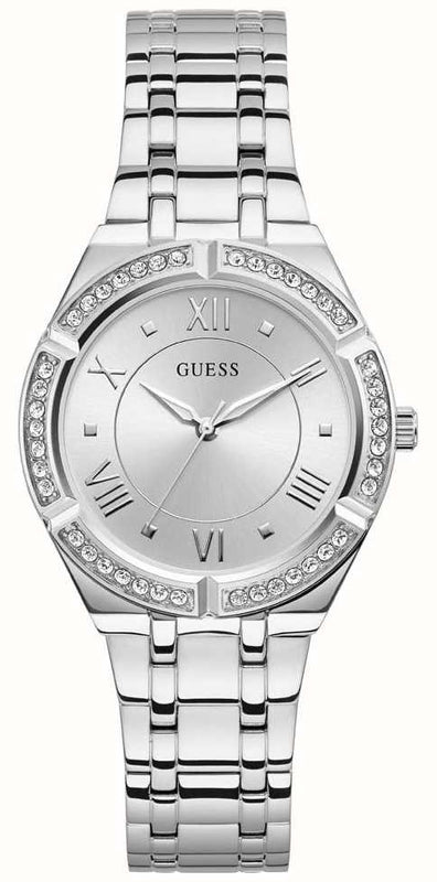 Guess Cosmo Diamonds Silver Dial Silver Steel Strap Watch For Women - GW0033L1 Authentic Buy Shop Now