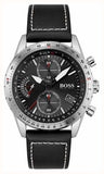 Hugo Boss Aero Chronograph Black Dial Black Leather Strap Watch for Men - 1513770 Authentic Buy Shop Now