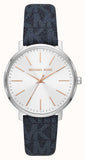 Michael Kors Pyper Quartz Silver Dial Blue Leather Strap Watch For Women - MK7244 Authentic Buy Shop Now