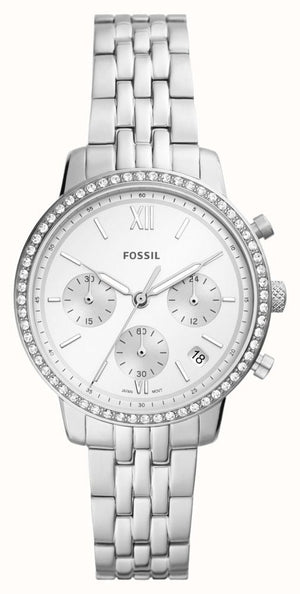 Fossil Neutra Chronograph Silver Dial Silver Steel Strap Watch for Women - ES5217 Authentic Buy Shop Now