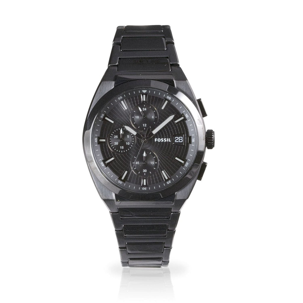 Fossil Everett Chronograph Black Dial Black Steel Strap Watch for Men - FS5797 Authentic Buy Shop Now