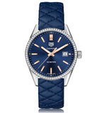 Tag Heuer Carrera Quartz Diamonds Blue Dial Blue Leather Strap Watch for Women - WAR1114.FC6391 Authentic Buy Shop Now