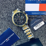 Tommy Hilfiger Decker Chronograph Black Dial Two Tone Steel Strap Watch for Men - 1791559 Authentic Buy Shop Now