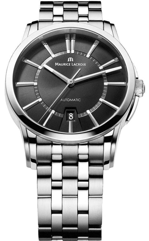 Maurice Lacroix Pontos Date Automatic Black Dial Silver Steel Strap Watch For Men - PT6148-SS002-330 Authentic Buy Shop Now