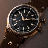Maurice Lacroix Pontos Diver Limited Edition Black Dial Brown Leather Strap Watch For Men - PT6248-BRZ01-330-3 Authentic Buy Shop Now