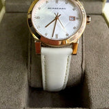 Burberry The City Diamonds White Dial White Leather Strap Watch for Women - BU9130 Authentic Buy Shop Now