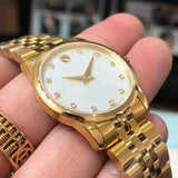 Movado Museum Classic Diamonds Mother of Pearl Dial Gold Steel Strap Watch For Women - 0606998 Authentic Buy Shop Now