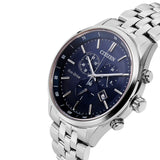 Citizen Eco Drive Chronograph Blue Dial Silver Steel Strap Watch For Men - AT2140-55L Authentic Buy Shop Now